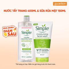 Combo 1 SIMPLE NTT CAP AM TUC THI 400ML & 1 SIMPLE SUA RUA MAT DUONG AM 150ML