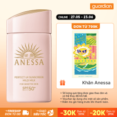 Sữa Chống Nắng Dịu Nhẹ Dành Cho Da Nhạy Cảm & Trẻ Em Anessa Perfect Uv Sunscreen Mild Milk Spf50+ Pa++++ 60Ml
