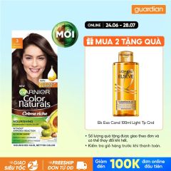 Kem Nhuộm Tóc Garnier Color Naturals Crème Riche - Màu 3 Darkest Brown - Nâu Tự Nhiên Dạng Hộp (50ml, 50gr, 5ml)
