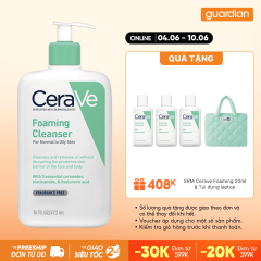 Sữa Rửa Mặt Tạo Bọt Cerave Foaming Cleanser Sạch Sâu Cho Da Thường Đến Da Dầu 473Ml