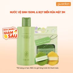Combo 1 NUOC VE SINH CO AMORTALS 150ML & 1 BOT BIEN RUA MAT AMORTALS 3 MIENG