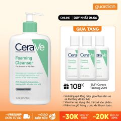Sữa Rửa Mặt Tạo Bọt Cerave Foaming Cleanser Sạch Sâu Cho Da Thường Đến Da Dầu 473Ml