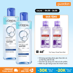 Combo 2 Nước Tẩy Trang 3 In 1 Micellar Làm Sạch Sâu L'Oréal Paris 400Ml