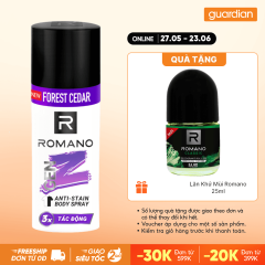 Xịt Khử Mùi Cho Nam Nam Ngăn Vệt Ố Vàng Romano Gen Z Hương Forest Cedar 140Ml