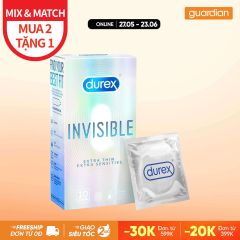 Bao Cao Su Durex Invisible Extra Thin Hộp 10 Cái