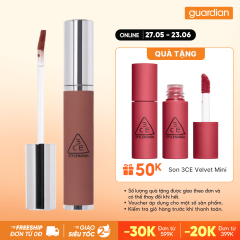Son Kem Bùn 3CE Hazy Lip Clay #Warm Brownie - Gỗ Hương Cam 4G