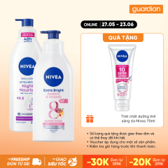 Combo 1 NIVEA SDT TRANG DA DEM 350ML & 1 NIVEA SDT RADIANT & SMOOTH 350ML