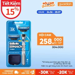 Dao Cạo Râu GILLETTE Mach3 Tubor - Hộp 1 Cán & 2 Lưỡi