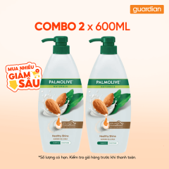 Combo 2 Dầu Gội Kèm Dầu Xả Cho Tóc Óng Ả Khỏe Đẹp Palmolive Naturals Healthy Shine Almond Oil & Milk 600ml