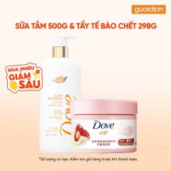 Combo Dove 1 Sữa Tắm  Serum Dưỡng Sáng Da Glow Recharge 547ml & 1 Tẩy Tế Bào Chết 298Gr